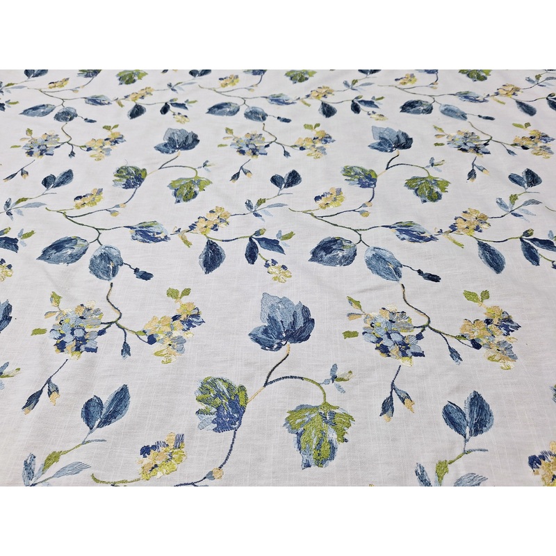 Stout Fabrics Journey Embroidered Fabric in Wedgewood