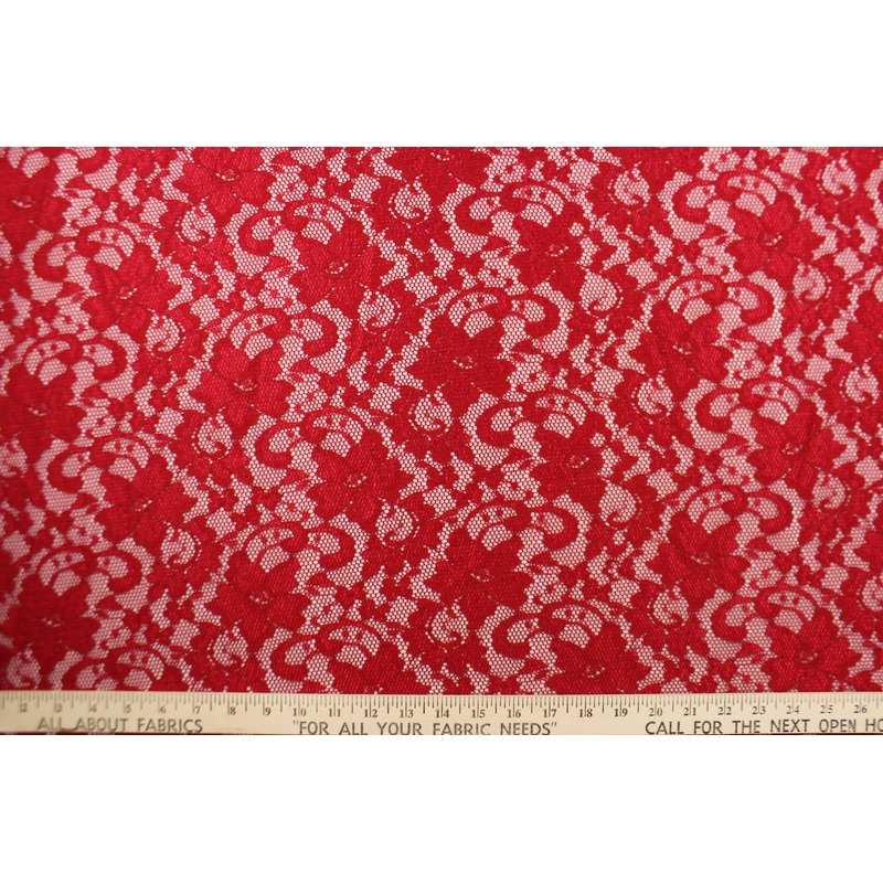 Stretch Lace Fabric in Red