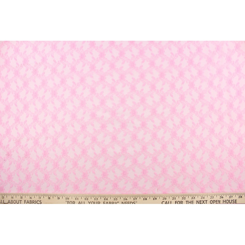 Woven Floral Lace Fabric in Soft Pink