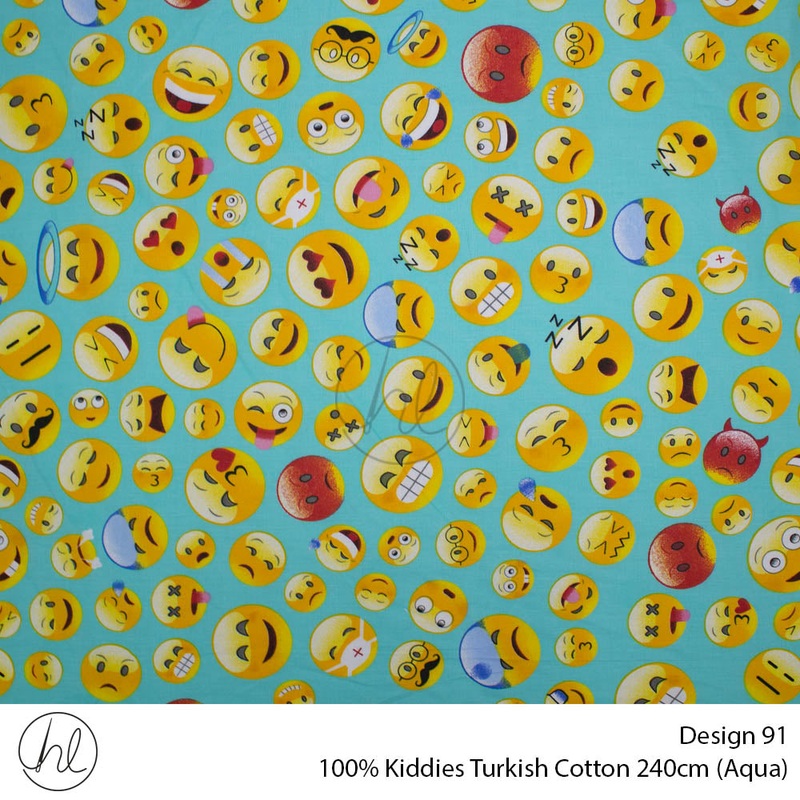 100% Kiddies Turkish Cotton Design 91 240cm Per M Aqua