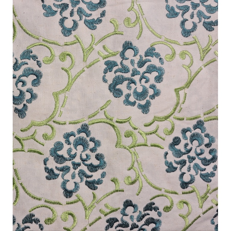 Duralee Song Embroidered Fabric in Aqua/Green 73034-601
