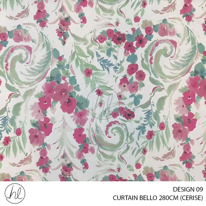 PRINTED COTTON BELLO PER M DESIGN 09 CERISE 280CM WIDE