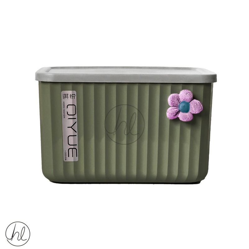 STORAGE BASKET WITH LID ABY-4554 OLIVE SMALL