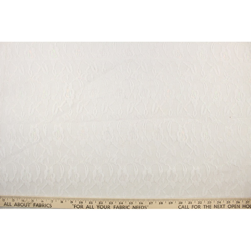 Woven Floral Lace Fabric in Iridescent White