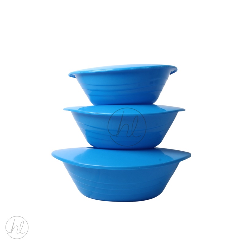 BOWL WITH LID OVAL 3PCE BLUE FREE 1