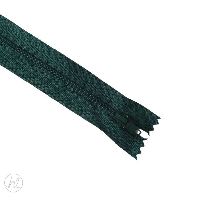 NYLON DRESS ZIPS BOT/GREEN 15CM