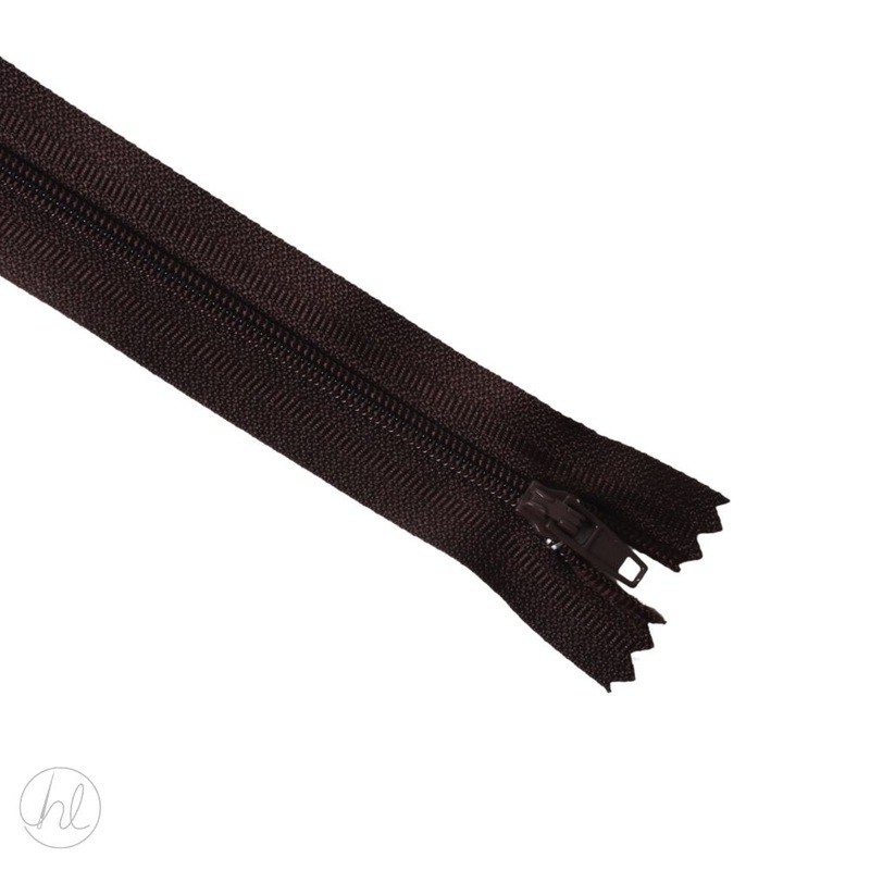 NYLON DRESS ZIPS D/BROWN 40CM