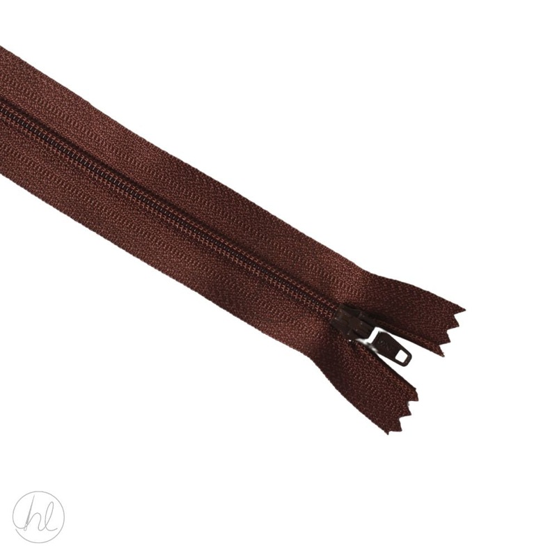 NYLON DRESS ZIPS MED/BROWN 15CM