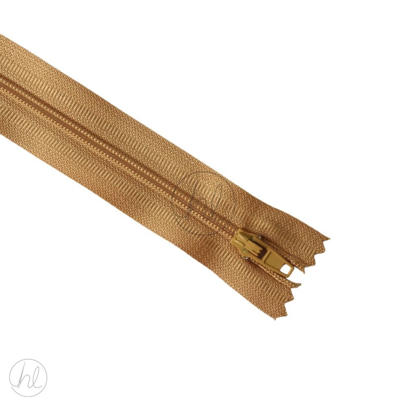 NYLON DRESS ZIPS MUSTARD GOLD 30CM