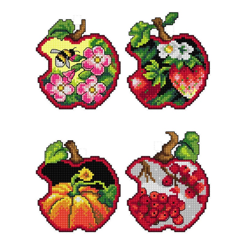 Apples - four seasons 168CS Counted cross stitch kit with plastic canvas
