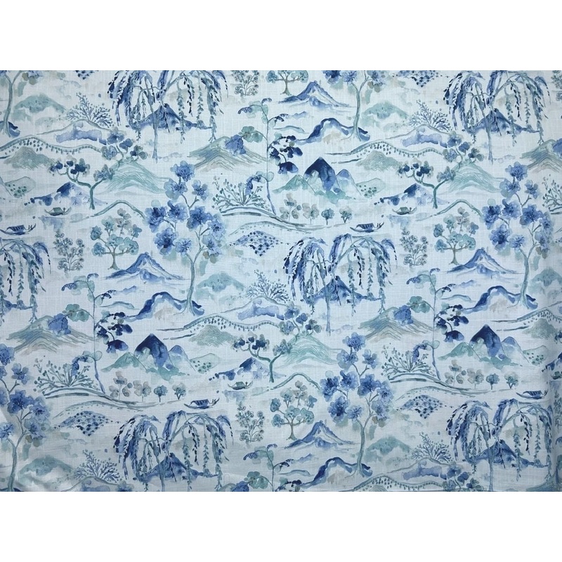 Belle Maison Willa Chinoiserie Toile Fabric in Indigo