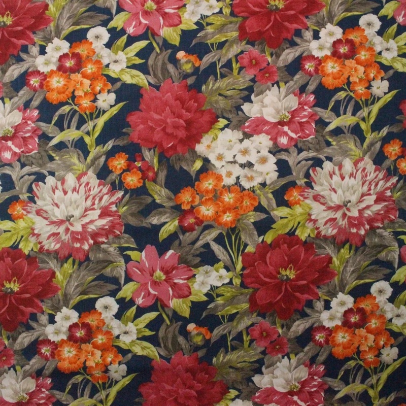 P/Kaufmann The Queens Favor Floral Fabric in Ultramarine
