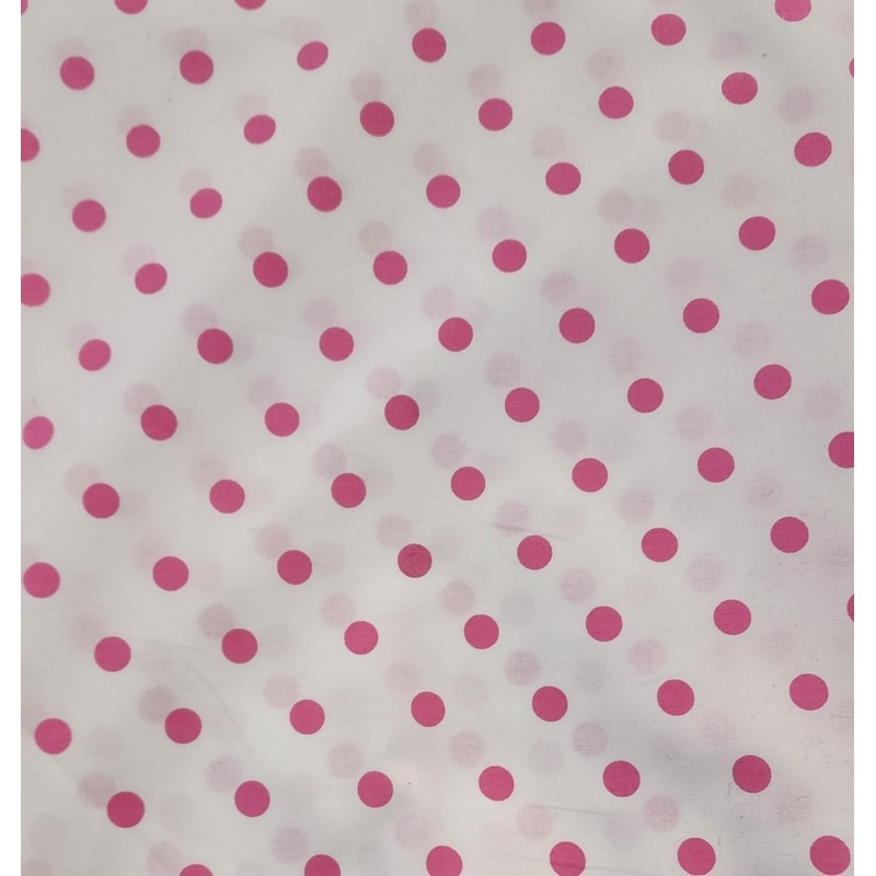 $30 Whole 5 Yard Cut - Lawn Cotton Fabric - Pink Dots on White