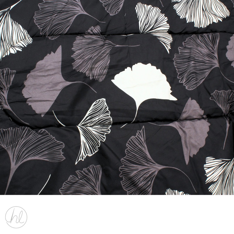 COMFORTER LEAVES BLK/GREY QUEEN 1