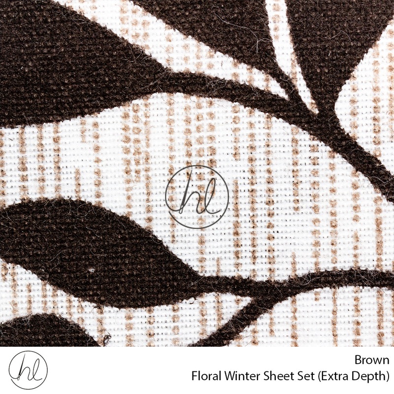 Floral Winter Sheet Set Extra Depth Brown Double