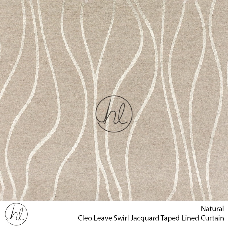 Jacquard Taped Lined Ready-Made Curtain Cleo Leave Swirl Natural 230x218cm