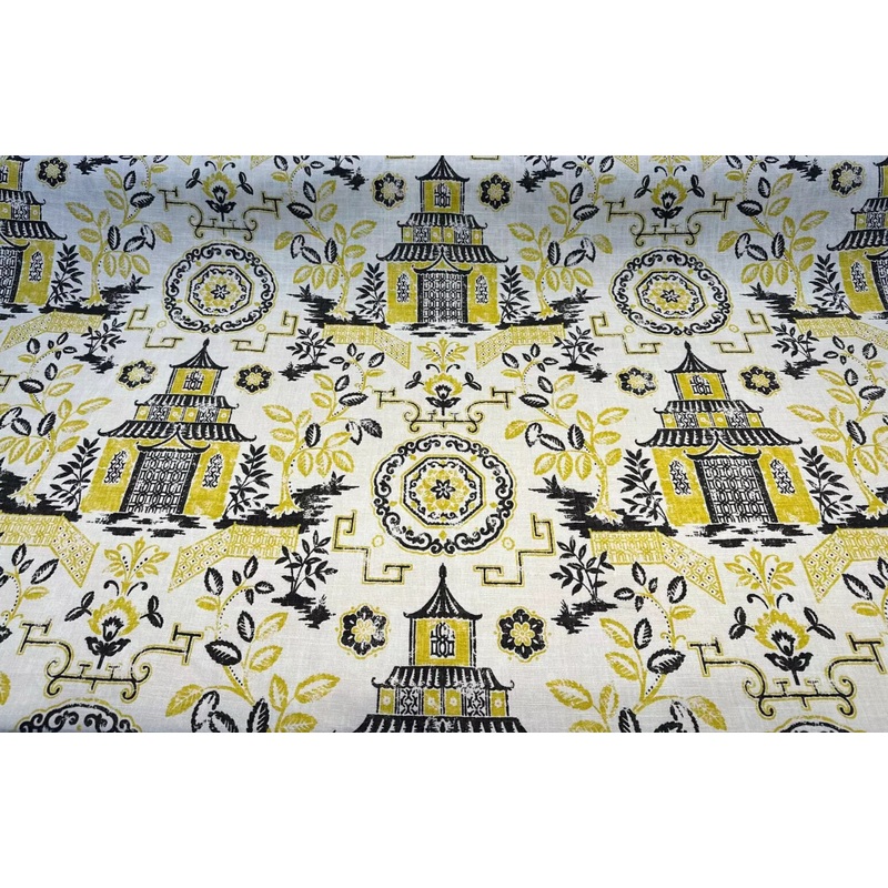 Richloom Teahouse Chinoiserie Toile Fabric in Yellow