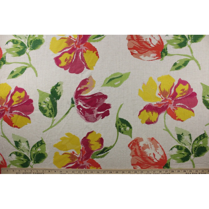 Robert Allen Breezy Petals Embroidered Fabric in Jonquil