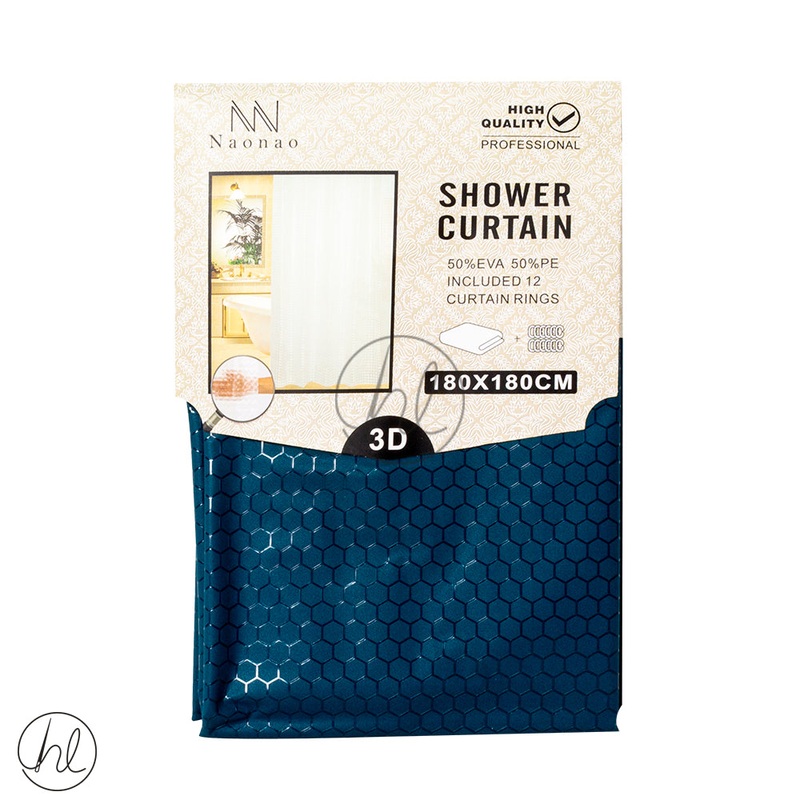 SHOWER CURTAIN ABY-4758 TEAL 180X180CM