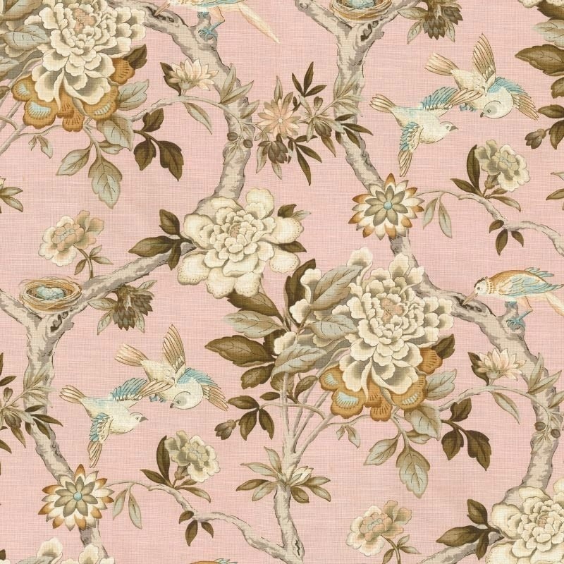 Waverly Mudan Chinoiserie Fabric in Blush