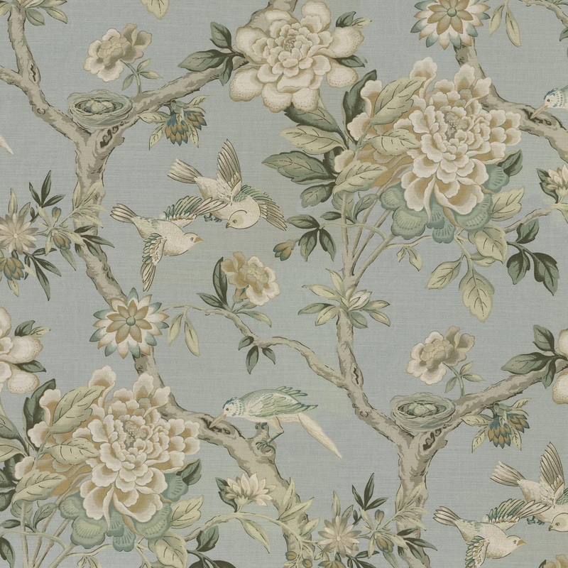 Waverly Mudan Fabric in Platinum