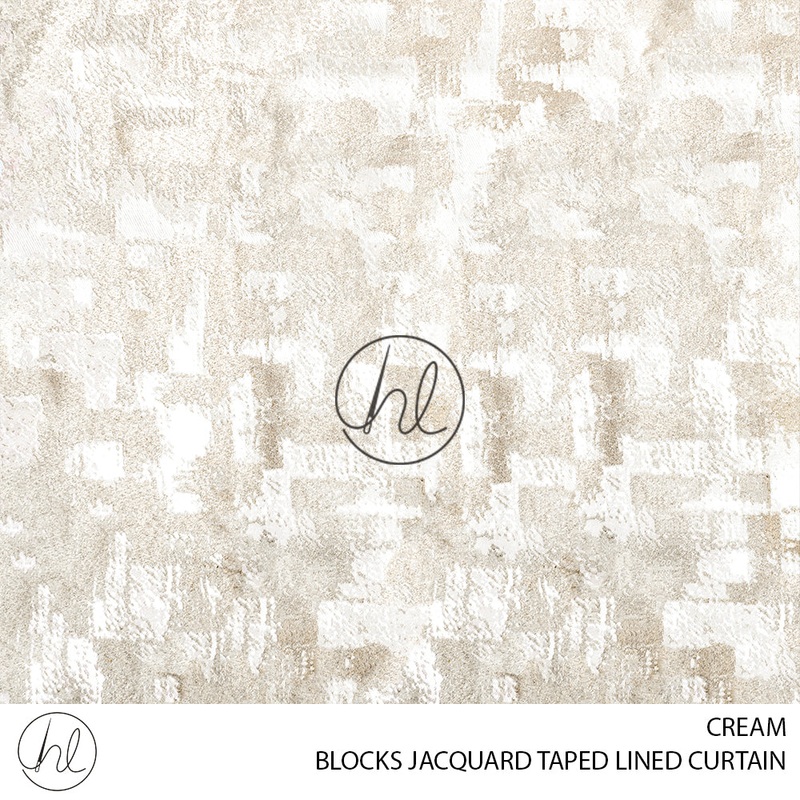 TAPED LINED JACQUARD READY-MADE CURTAIN BLOCKS CREAM 230X218CM