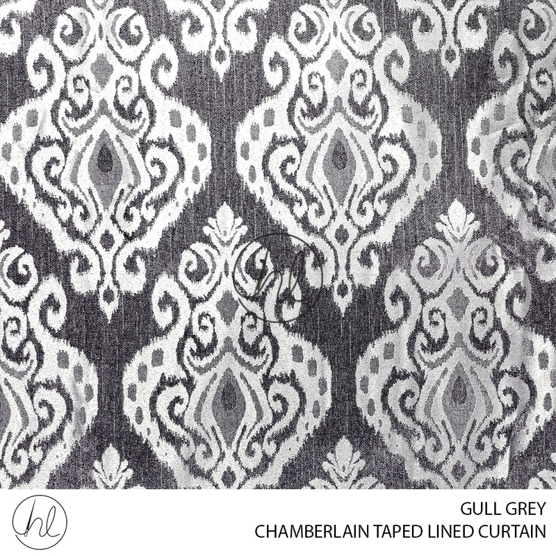 TAPED LINED JACQUARD READY-MADE CURTAINCHAMBERLAIN GULL GREY 230X218CM