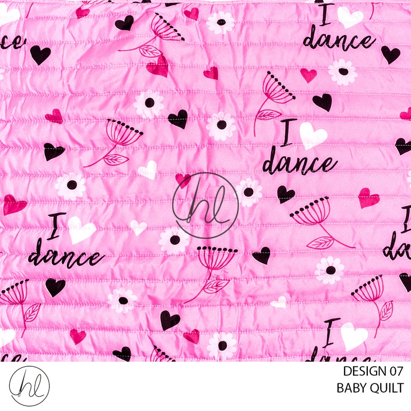 BABY QUILT DESIGN 07 BLACK/PINK 70X110CM