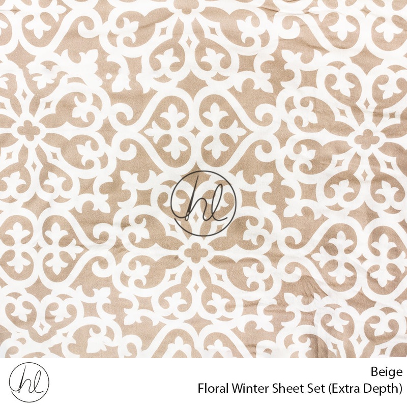 Floral Winter Sheet Set Extra Depth Beige King
