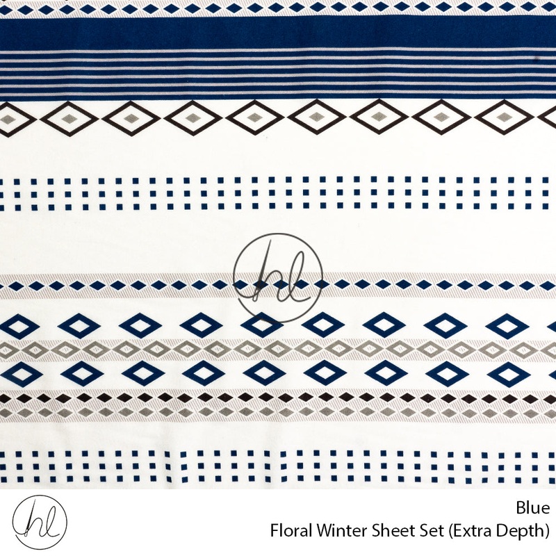 Floral Winter Sheet Set Extra Depth Blue Queen