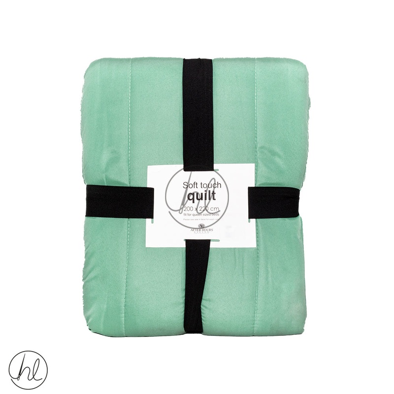 Plain Soft Touch Quilt Queen Green 200x220cm