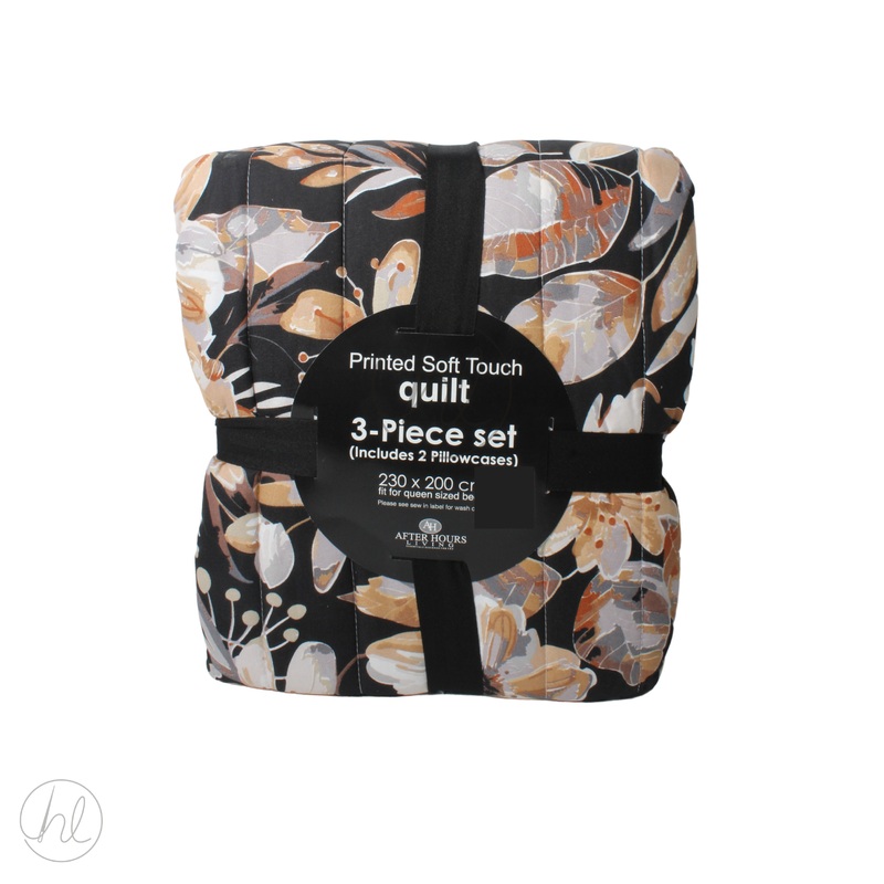 QUILT PEACH SKIN ROMANCE 3PCE FLORAL 230X200 FREE