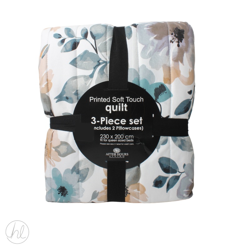 QUILT PEACH SKIN YARA 3PCE FLORAL 230X200 FREE