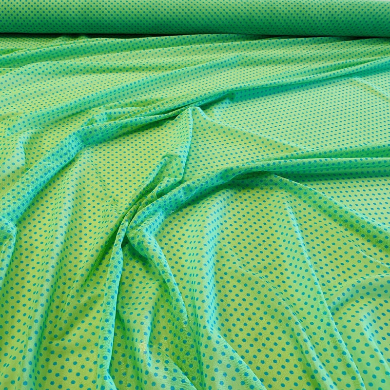Lime Green with Blue Dots Synthetic Netting