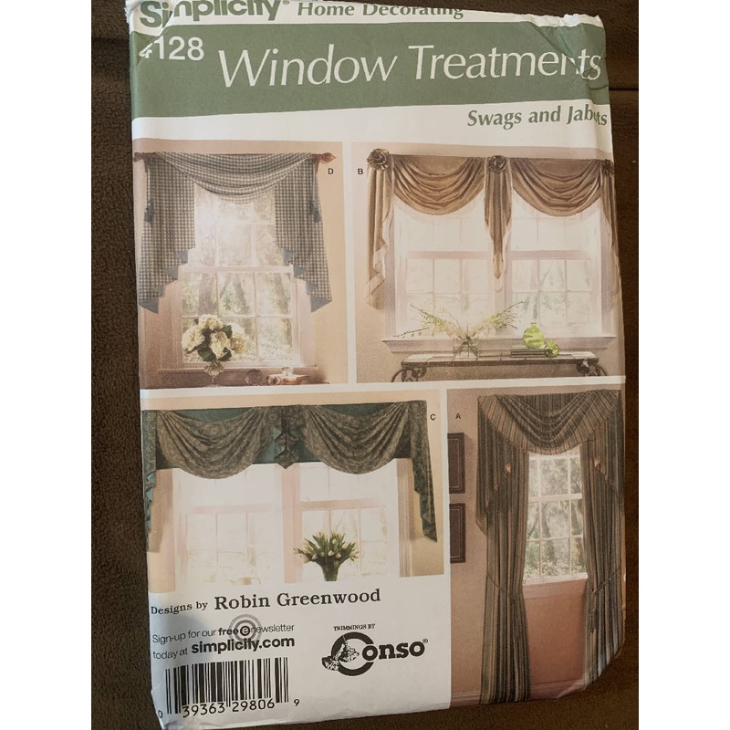 Simplicity 4128 Swags Jabots curtain home decorating pattern NEW uncut