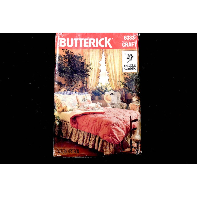 Vintage 1980s Butterick 6333 Nettle Creek Bed Covering Package UNCUT Sewing Pattern - Gathered Pleated Dust Ruffle - Twin Full Queen King