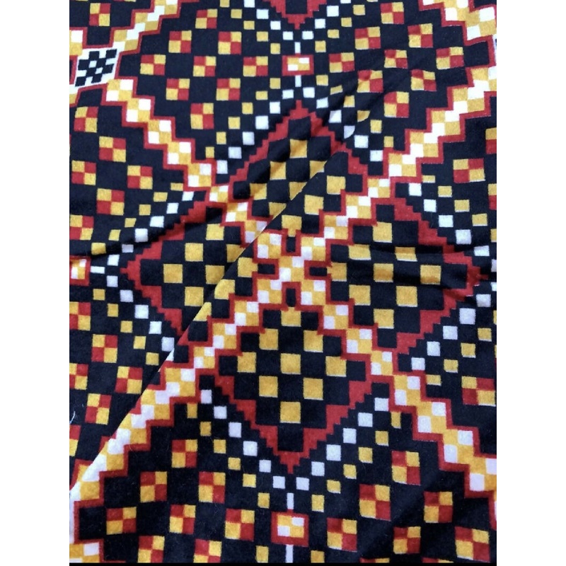 Vintage Geometric Retro Velour Upholstery Fabric 81" x 39" 1980s 1970s