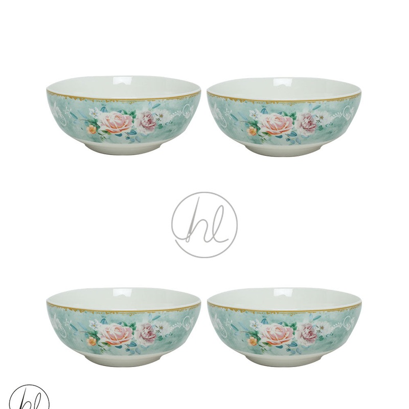 JENNA CLIFFORD GREEN FLORAL CEREAL BOWL 4 PER SETJC-7112