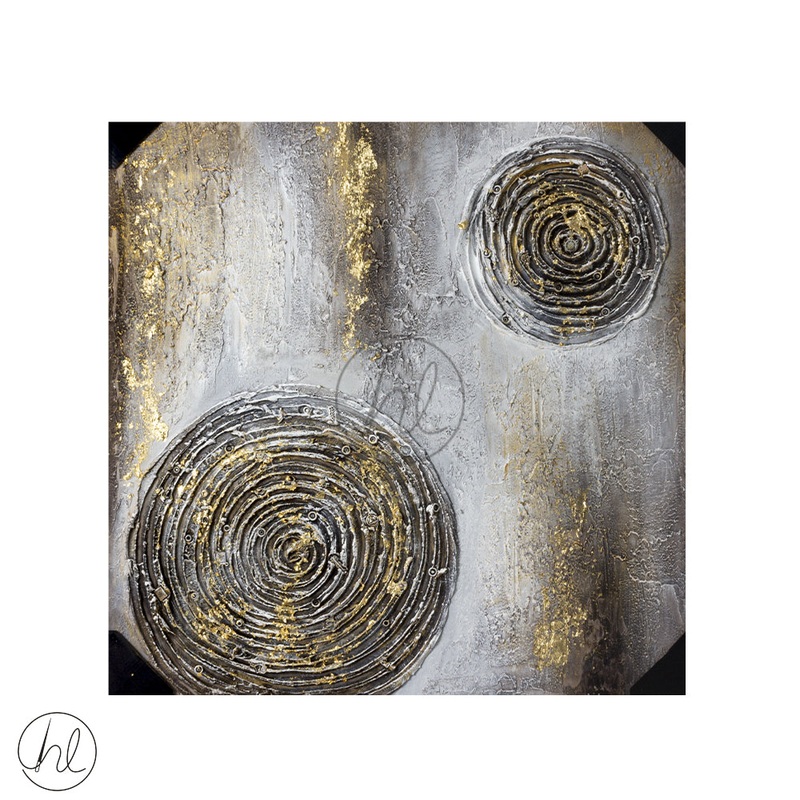 PAINTING CANVAS 550 80x80 GOLD AND GREY CIRCLE ABY-4470