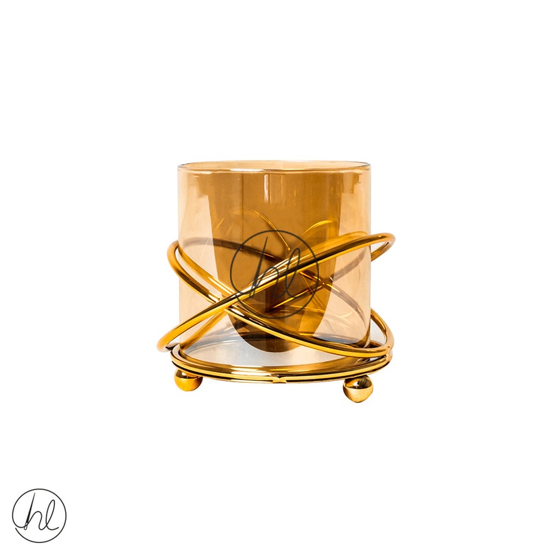 CYLINDRICAL CANDLE HOLDER ABY-5011 GOLD8X8CM