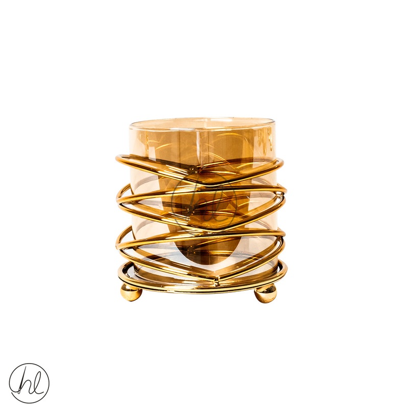 CYLINDRICAL CANDLE HOLDER ABY-5013 GOLD 9X9CM