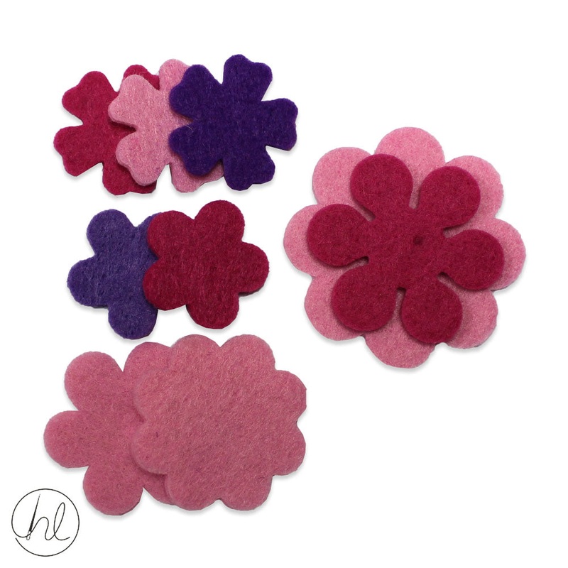 FELT LILAC & PINK FLOWERS (9 P/PACK) CB341
