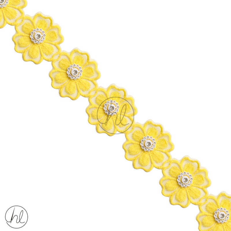 BRAIDS DIAMANTE YELLOW 50MM PER M