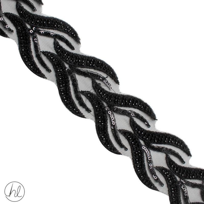 FANCY BRAID BT154 BLACK 62MM PER M