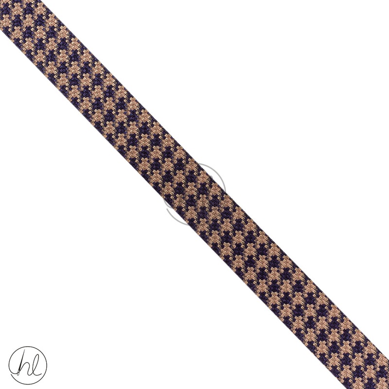 Ribbon 2 Tone Fancy 25mm Navy/L Brown