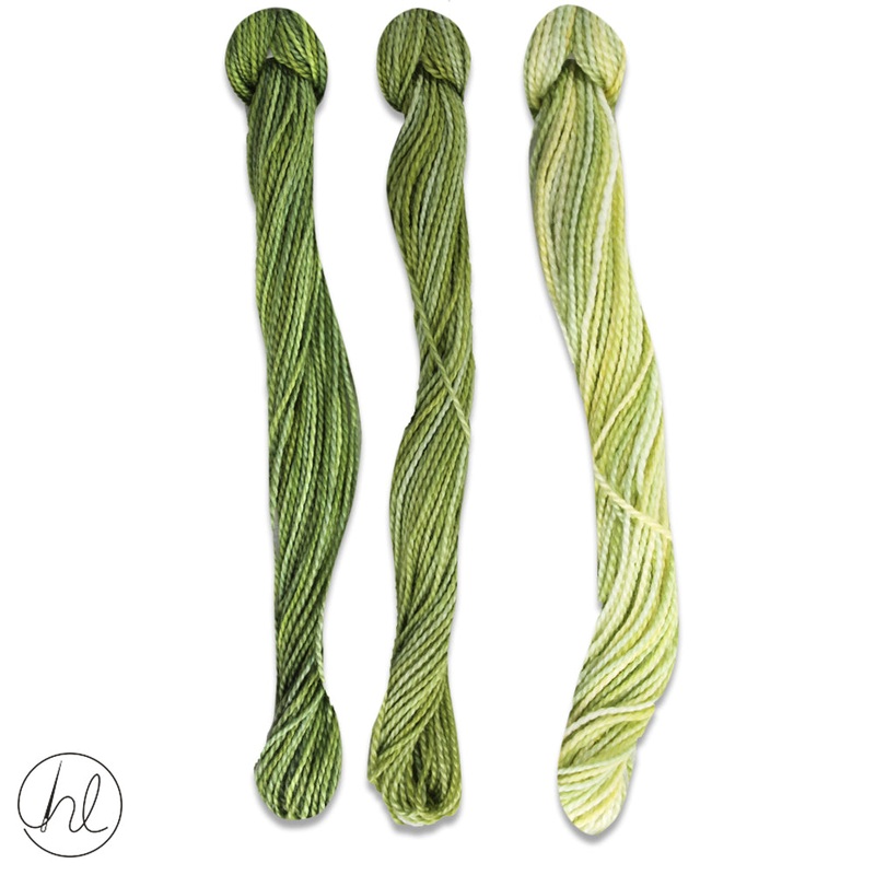 100% COTTON PERLE THREAD 3X9M 25-LEMON&LIME PER SET