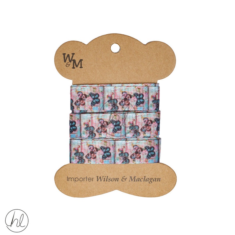 RIBBON BUTTERFLY BLUE/LILAC CB3412 2M PER PACK