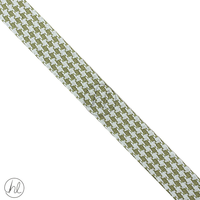 Ribbon 2 Tone Fancy  40mm Wht/Olive
