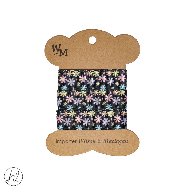 RIBBON FLOWERS BLACK CB3398 2M PER PACK