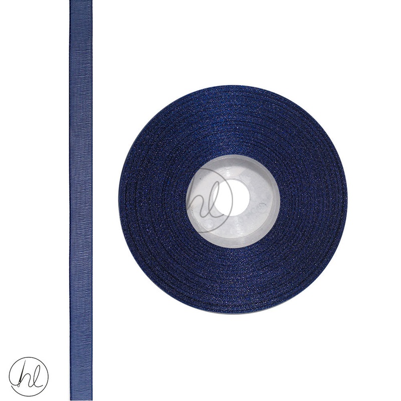 RIBBON ORGANZA NAVY 10MM 20M PER ROLL 024-163